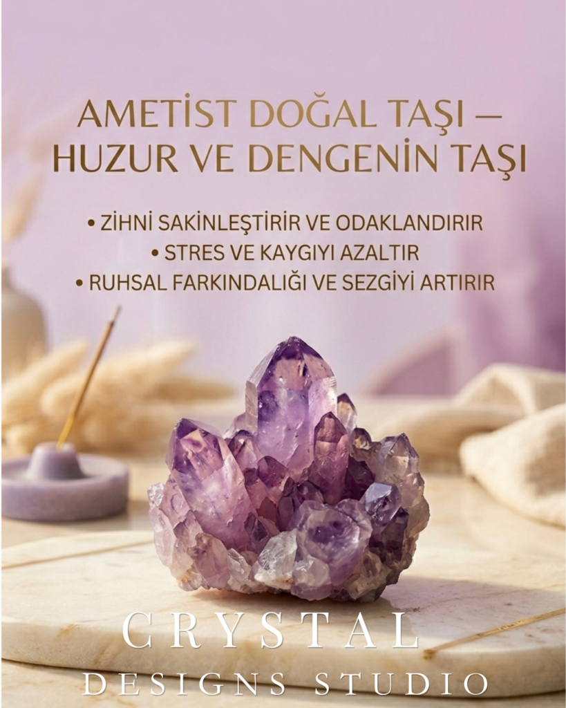 Kristal Ametist Doğal Taşı - Huzur ve Dengenin Taşı