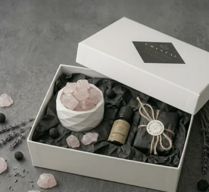 Kristal Pembe Kuvars Aromaterapi Set