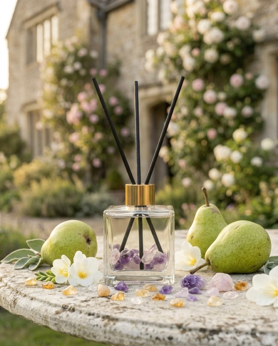 Crystal Designs Studio | Kristal Tasarım Stüdyosu Dekoratif Çubuklu Oda Kokusu Pear & Freesia | Armut & Frezya