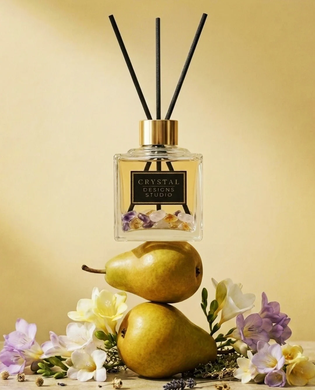 Crystal Designs Studio | Kristal Tasarım Stüdyosu Dekoratif Çubuklu Oda Kokusu Pear & Freesia | Armut & Frezya